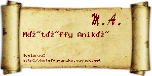 Mátéffy Anikó névjegykártya