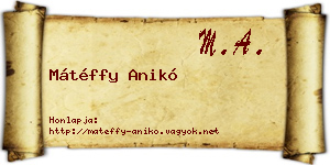 Mátéffy Anikó névjegykártya